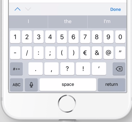 Una captura de pantalla del teclado de iOS que muestra tanto números como letras.